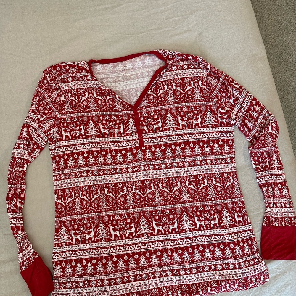 Little Sleepies Red and White Pajama Top